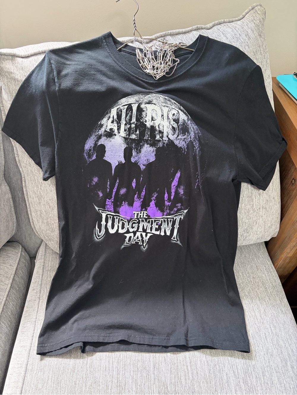 WWE Black "The Judgment Day" Short Sleeve Tee with Purple Graphic
